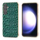 For Samsung Galaxy Z Flip5 Sky Series Nano Electroplating Genuine Leather Phone Case(Green) - 1