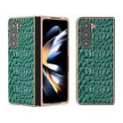 For Samsung Galaxy Z Fold5 Sky Series Nano Electroplating Genuine Leather Phone Case(Green) - 1