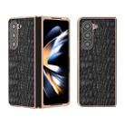 For Samsung Galaxy Z Fold5 Sky Series Nano Electroplating Genuine Leather Phone Case(Black) - 1