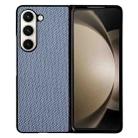 For Samsung Galaxy Z Fold5 Braided Leather Texture PC Phone Case(Blue) - 1