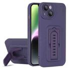 For iPhone 15 Strap Holder Shockproof Protective Phone Case with Lens Film(Purple) - 1