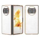 For Huawei Mate X3 Electroplating Dual Color Lichi Texture PU Phone Case(White) - 1