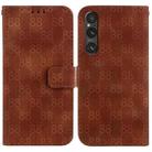 For Sony Xperia 10 V Double 8-shaped Embossed Leather Phone Case(Brown) - 1