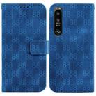 For Sony Xperia 1 III Double 8-shaped Embossed Leather Phone Case(Blue) - 1