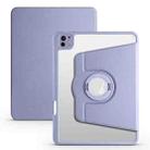 For iPad Pro 13 2024 Acrylic 360 Rotation Detachable Leather Tablet Case(Lavender Purple) - 1