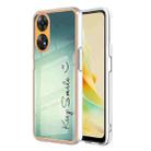 For OPPO Reno8 T 4G Electroplating Marble Dual-side IMD Phone Case(Smile) - 1