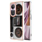 For OPPO Reno10 Pro 5G Global Electroplating Marble Dual-side IMD Phone Case(Retro Radio) - 1