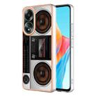 For OPPO A58 4G Electroplating Marble Dual-side IMD Phone Case(Retro Radio) - 1