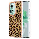 For OPPO Reno11 5G Global Electroplating Marble Dual-side IMD Phone Case(Leopard Print) - 1