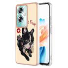 For OPPO A79 5G Global Electroplating Marble Dual-side IMD Phone Case(Lucky Dog) - 1