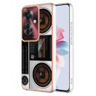 For OPPO Reno11 F 5G Global Electroplating Marble Dual-side IMD Phone Case(Retro Radio) - 1