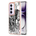 For OPPO Reno12 Pro Global Electroplating Marble Dual-side IMD Phone Case(Totem Elephant) - 1