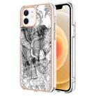 For iPhone 12 / 12 Pro Electroplating Marble Dual-side IMD Phone Case(Totem Elephant) - 1