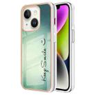For iPhone 14 Plus Electroplating Marble Dual-side IMD Phone Case(Smile) - 1