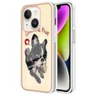 For iPhone 14 Plus Electroplating Marble Dual-side IMD Phone Case(Lucky Dog) - 1