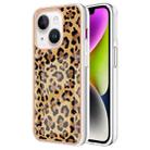 For iPhone 15 Electroplating Marble Dual-side IMD Phone Case(Leopard Print) - 1