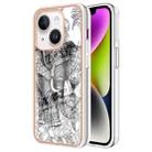 For iPhone 15 Plus Electroplating Marble Dual-side IMD Phone Case(Totem Elephant) - 1