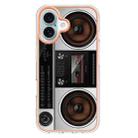 For iPhone 16 Plus Electroplating Marble Dual-side IMD Phone Case(Retro Radio) - 2