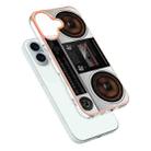 For iPhone 16 Plus Electroplating Marble Dual-side IMD Phone Case(Retro Radio) - 3