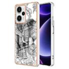 For Xiaomi Poco F5 / Redmi Note 12 Turbo Electroplating Marble Dual-side IMD Phone Case(Totem Elephant) - 1
