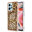 For Xiaomi Redmi Note 12 4G Electroplating Marble Dual-side IMD Phone Case(Leopard Print) - 1