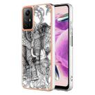 Xiaomi Redmi Note 12S 4G Electroplating Marble Dual-side IMD Phone Case(Totem Elephant) - 1
