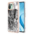 For Xiaomi 11 Lite Electroplating Marble Dual-side IMD Phone Case(Totem Elephant) - 1