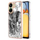 For Xiaomi Redmi 13C 4G Electroplating Marble Dual-side IMD Phone Case(Totem Elephant) - 1