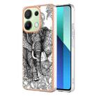 For Xiaomi Redmi Note 13 4G Global Electroplating Marble Dual-side IMD Phone Case(Totem Elephant) - 1