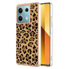 For Xiaomi Redmi Note 13 5G Electroplating Marble Dual-side IMD Phone Case(Leopard Print) - 1