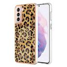 For Samsung Galaxy S21+ 5G Electroplating Marble Dual-side IMD Phone Case(Leopard Print) - 1