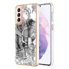 For Samsung Galaxy S21+ 5G Electroplating Marble Dual-side IMD Phone Case(Totem Elephant) - 1