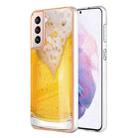 For Samsung Galaxy S21+ 5G Electroplating Marble Dual-side IMD Phone Case(Draft Beer) - 1