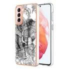 For Samsung Galaxy S21 5G Electroplating Marble Dual-side IMD Phone Case(Totem Elephant) - 1