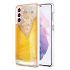 For Samsung Galaxy S21 FE 5G Electroplating Marble Dual-side IMD Phone Case(Draft Beer) - 1