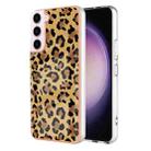 For Samsung Galaxy S22 5G Electroplating Marble Dual-side IMD Phone Case(Leopard Print) - 1
