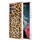 For Samsung Galaxy S22 Ultra 5G Electroplating Marble Dual-side IMD Phone Case(Leopard Print) - 1