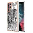 For Samsung Galaxy S22 Ultra 5G Electroplating Marble Dual-side IMD Phone Case(Totem Elephant) - 1