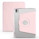 For iPad Pro 11 2024 Clear Acrylic 360 Rotation Detachable Leather Tablet Case(Pink) - 1