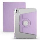 For iPad Pro 11 2024 Clear Acrylic 360 Rotation Detachable Leather Tablet Case(Light Purple) - 1