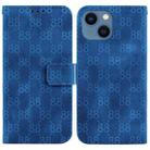 For iPhone 15 Double 8-shaped Embossed Leather Phone Case(Blue) - 1