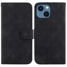 For iPhone 15 Double 8-shaped Embossed Leather Phone Case(Black) - 1