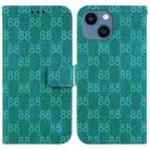 For iPhone 14 Plus Double 8-shaped Embossed Leather Phone Case(Green) - 1