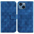 For iPhone 14 Plus Double 8-shaped Embossed Leather Phone Case(Blue) - 1