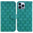 For iPhone 14 Pro Double 8-shaped Embossed Leather Phone Case(Green) - 1