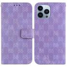 For iPhone 14 Pro Max Double 8-shaped Embossed Leather Phone Case(Purple) - 1