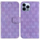 For iPhone 13 Pro Max Double 8-shaped Embossed Leather Phone Case(Purple) - 1