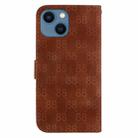 For iPhone 13 Double 8-shaped Embossed Leather Phone Case(Brown) - 3