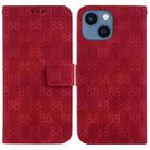 For iPhone 13 Double 8-shaped Embossed Leather Phone Case(Red) - 1