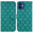 For iPhone 12 / 12 Pro Double 8-shaped Embossed Leather Phone Case(Green) - 1